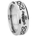 8MM Irish Claddagh Bevel Polish Silver Tungsten Ring For Him
