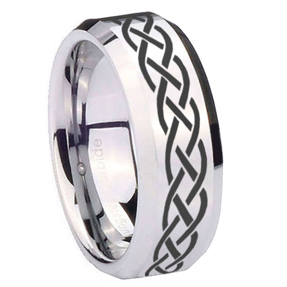 8mm-Celtic-Knot-Beveled-Edges-Silver-Tungsten-Wedding-Engagement-Ring