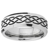 5, 8mm Celtic Knot Beveled Edge Silver Tungsten Ring
