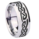 10mm-Celtic-Knot-Infinity-Love-Beveled-Edges-Silver-Tungsten-Carbide-Mens-Ring-Engraved