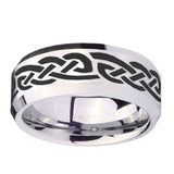 10mm-Celtic-Knot-Infinity-Love-Beveled-Edges-Silver-Tungsten-Carbide-Mens-Ring-Engraved