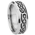 10mm Celtic Knot Infinity Love Beveled Edges Silver Tungsten Carbide Mens Ring Engraved