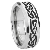 8mm Celtic Knot Infinity Love Beveled Edges Silver Tungsten Wedding Engagement Ring