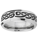 5, 8mm Celtic Knot Infinity Love Beveled Edge Silver Tungsten Ring
