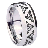 10mm-Celtic-Knot-Beveled-Edges-Silver-Tungsten-Carbide-Mens-Ring-Engraved