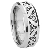 8mm Celtic Knot Beveled Edges Silver Tungsten Wedding Engagement Ring
