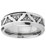 5, 8mm Celtic Knot Beveled Edge Silver Tungsten Ring