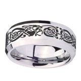8mm-Celtic-Knot-Dragon-Beveled-Edges-Silver-Tungsten-Mens-Ring-Personalized