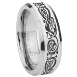 10mm Celtic Knot Dragon Beveled Edges Silver Tungsten Carbide Men's Ring