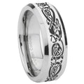8MM Celtic Knot Dragon Bevel Polish Silver Tungsten Wedding Band