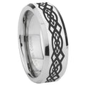 10mm Celtic Knot Beveled Edges Silver Tungsten Carbide Mens Ring Engraved