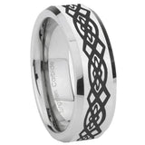 8mm Celtic Knot Beveled Edges Silver Tungsten Carbide Men's Wedding Band