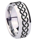 10mm-Laser-Celtic-Knot-Beveled-Edges-Silver-Tungsten-Carbide-Mens-Ring-Engraved