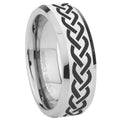 8MM Laser Celtic Knot Bevel Polish Silver Tungsten Mens Ring