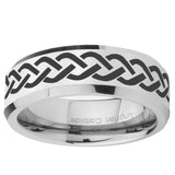 5, 8mm Laser Celtic Knot Beveled Edge Silver Tungsten Ring
