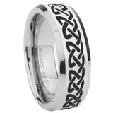 8mm Celtic Knot Love Beveled Edges Silver Tungsten Wedding Engagement Ring