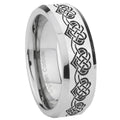 10mm Celtic Knot Heart Beveled Edges Silver Tungsten Carbide Mens Ring Engraved