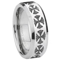 8MM Medieval Cross Bevel Polish Silver Tungsten Wedding Band For Men