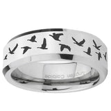 5, 8mm Flying Geese Hunting Beveled Edge Silver Tungsten Ring