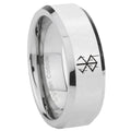 8MM Stigma Sangrando Berserk Inspired Bevel Polish Silver Tungsten Wedding Band