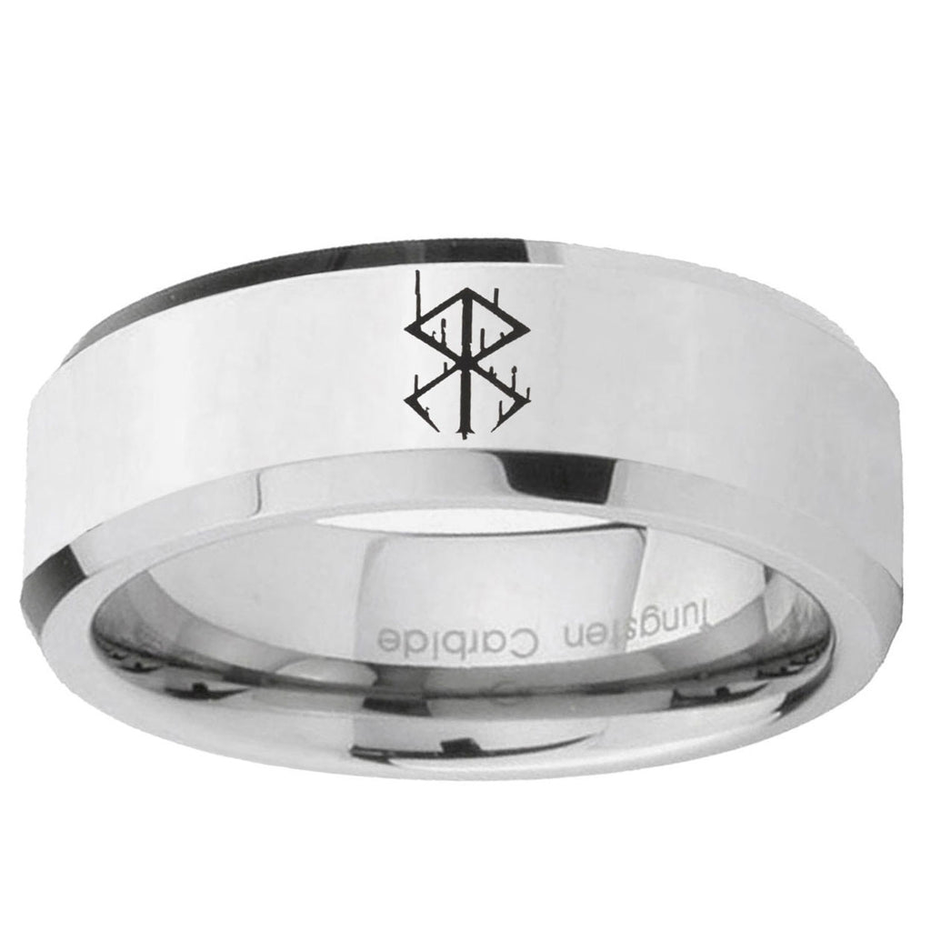 5MM Stigma Sangrando Berserk Inspired Bevel Polish Silver Tungsten Wedding Band