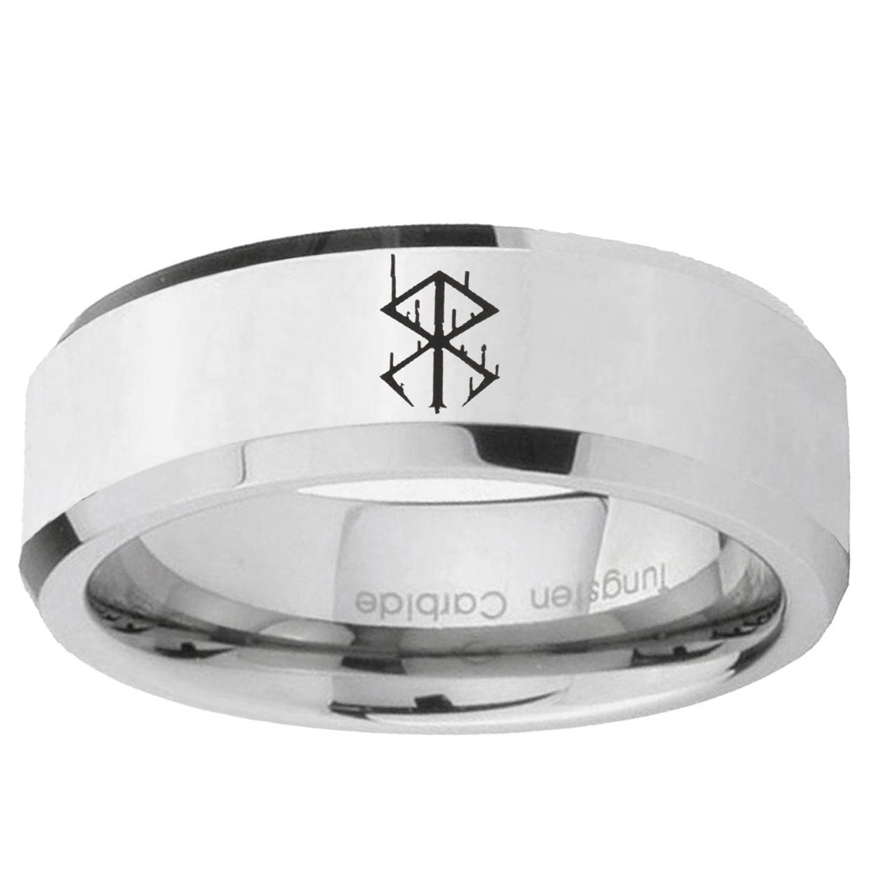 5MM Stigma Sangrando Berserk Inspired Bevel Polish Silver Tungsten Wedding Band