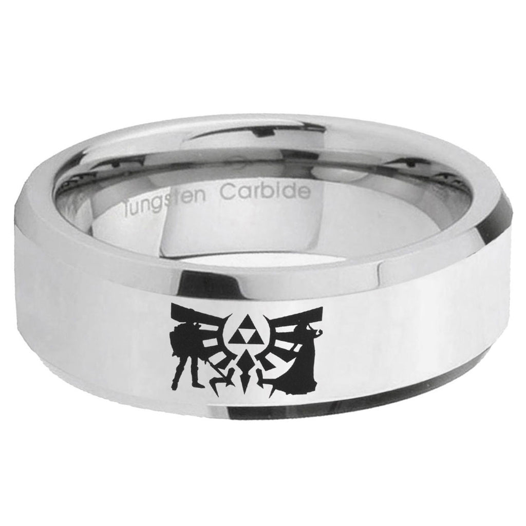 5MM Zelda Link Bevel Polish Silver Tungsten Wedding Band