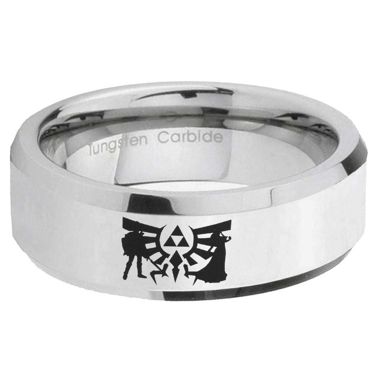 5MM Zelda Link Bevel Polish Silver Tungsten Wedding Band