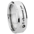 8MM Pokeball Pokemon Bevel Polish Silver Tungsten Wedding Band