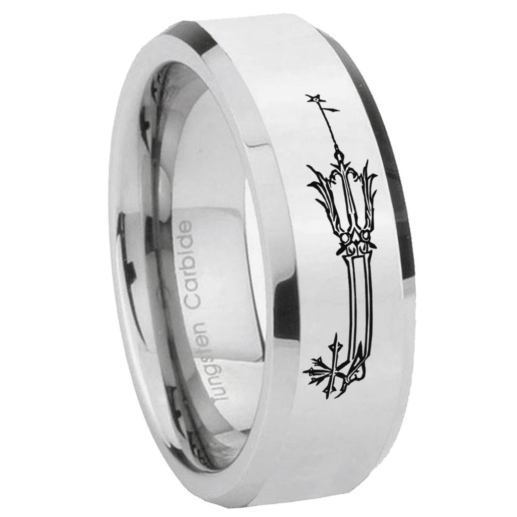 8MM Geekery Oathkeeper Kingdom Hearts Bevel Polish Silver Tungsten Wedding Band