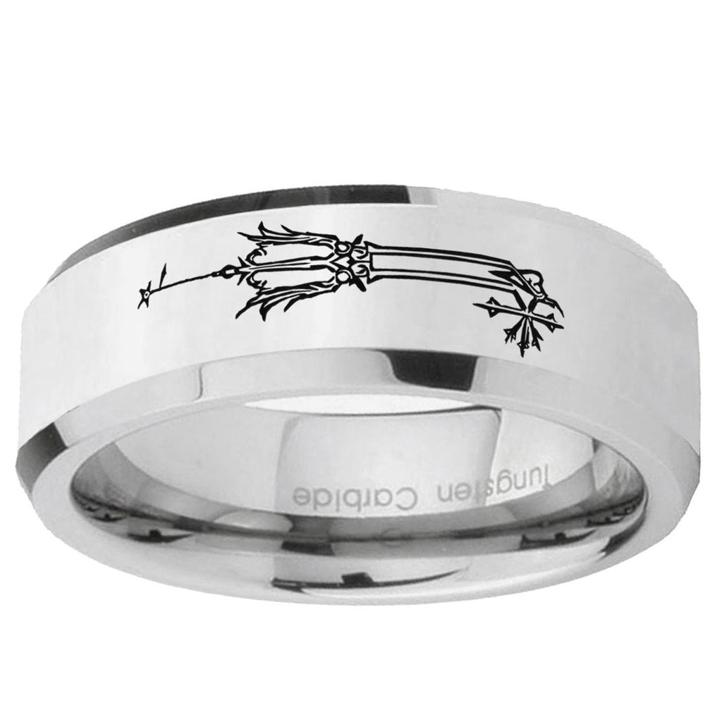 5MM Geekery Oathkeeper Kingdom Hearts Bevel Polish Silver Tungsten Wedding Band