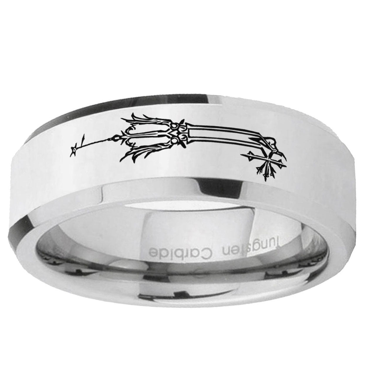 5MM Geekery Oathkeeper Kingdom Hearts Bevel Polish Silver Tungsten Wedding Band