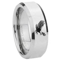 8MM Flying American Eagle Bevel Polish Silver Tungsten Wedding Band