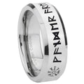 8MM Viking Bevel Polish Silver Tungsten Wedding Band