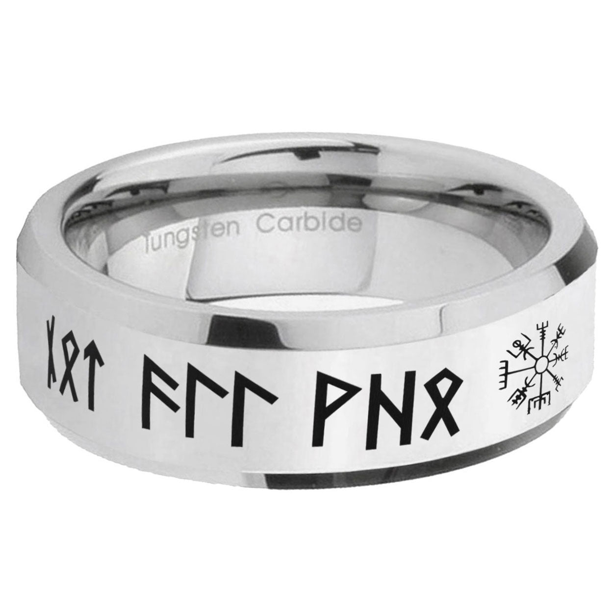 5MM Viking Bevel Polish Silver Tungsten Wedding Band