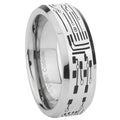8MM Circuit Board Bevel Polish Silver Tungsten Wedding Band