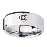 5, 8mm Green Lantern Beveled Edge Silver Comfortable Wedding Rings