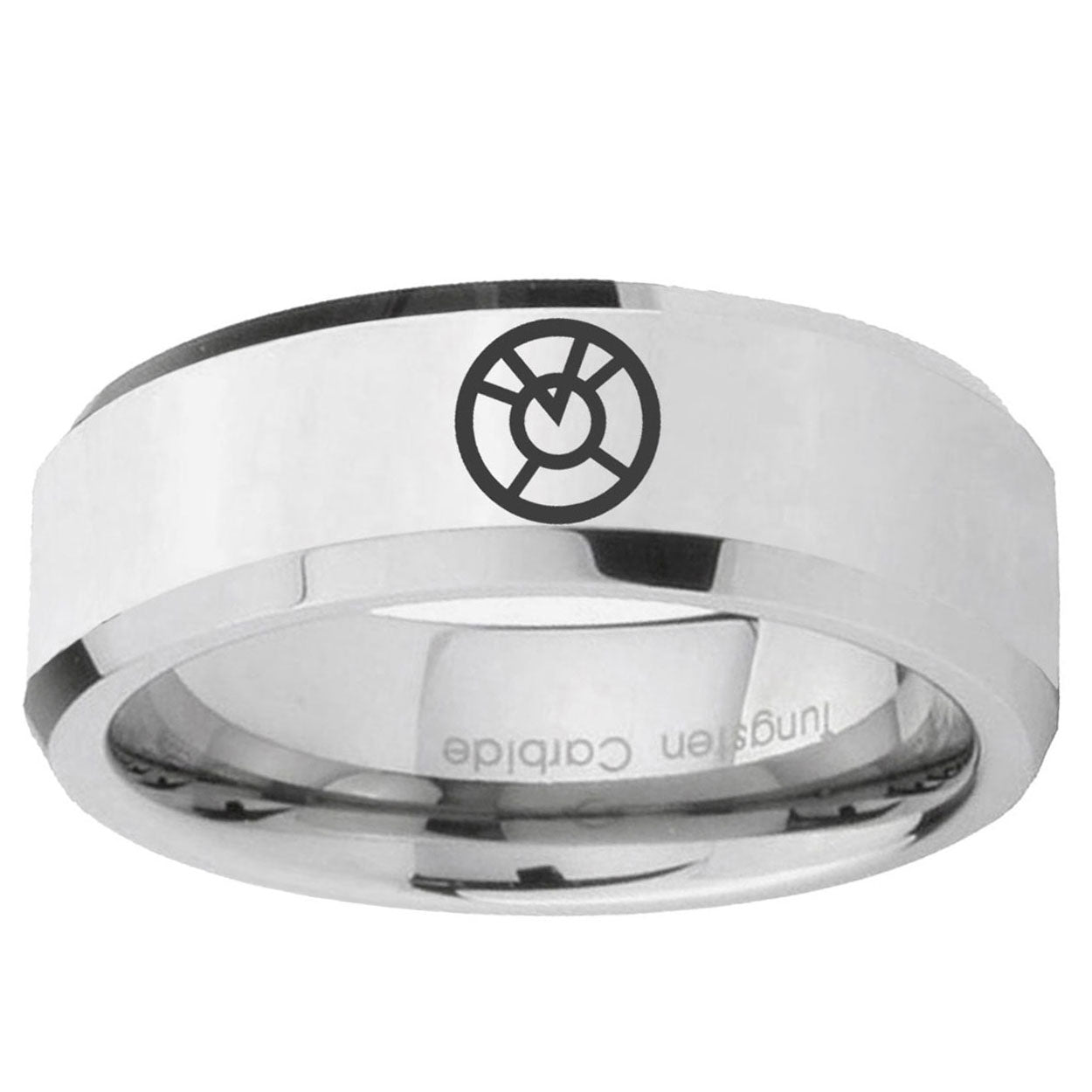 5MM Orange lantern Bevel Polish Silver Tungsten Wedding Band