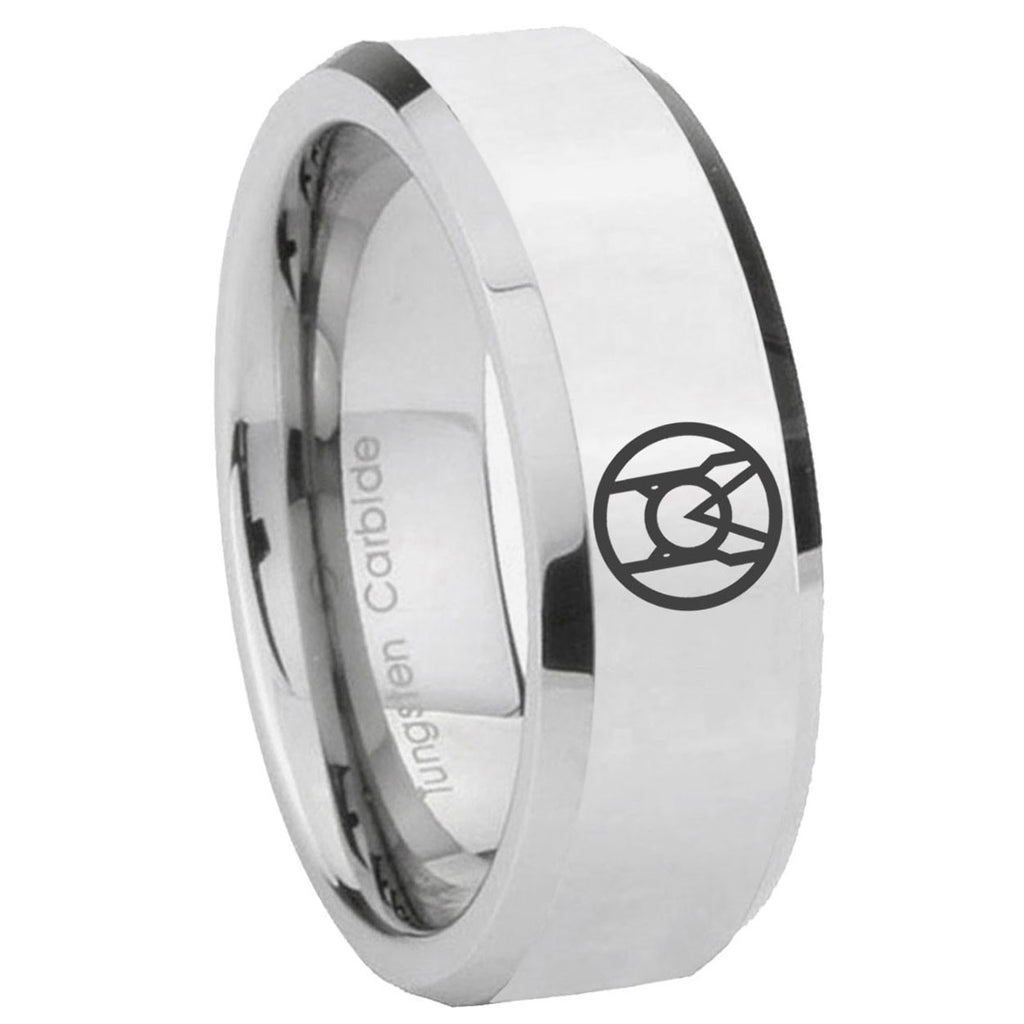 8MM Larfleeze Green Lantern Bevel Polish Silver Tungsten Wedding Band