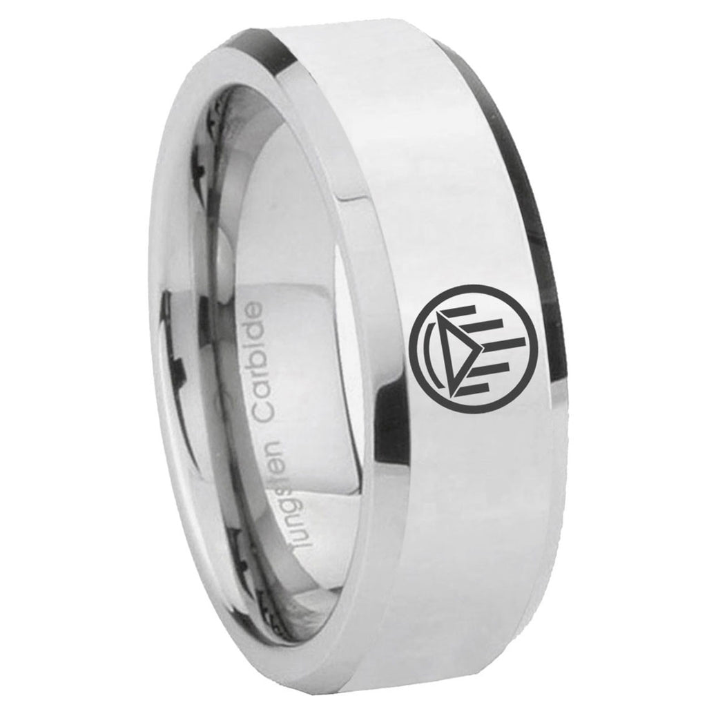 8MM Silver Lantern Bevel Polish Silver Tungsten Wedding Band