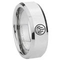8MM Silver Lantern Bevel Polish Silver Tungsten Wedding Band