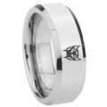 8MM Transformers Insignias Bevel Polish Silver Tungsten Wedding Band