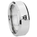 8MM Transformers Maximal Bevel Polish Silver Tungsten Wedding Band