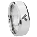 8MM Transformers Shatterback Bevel Polish Silver Tungsten Wedding Band