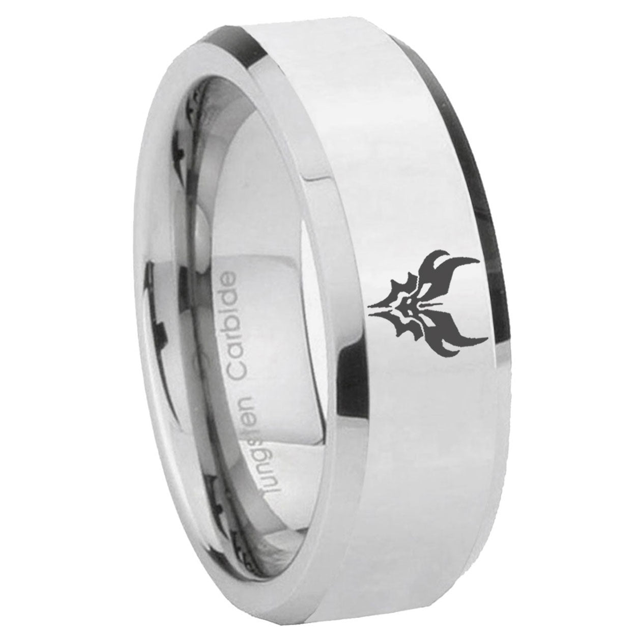 8MM Transformers Shatterback Bevel Polish Silver Tungsten Wedding Band