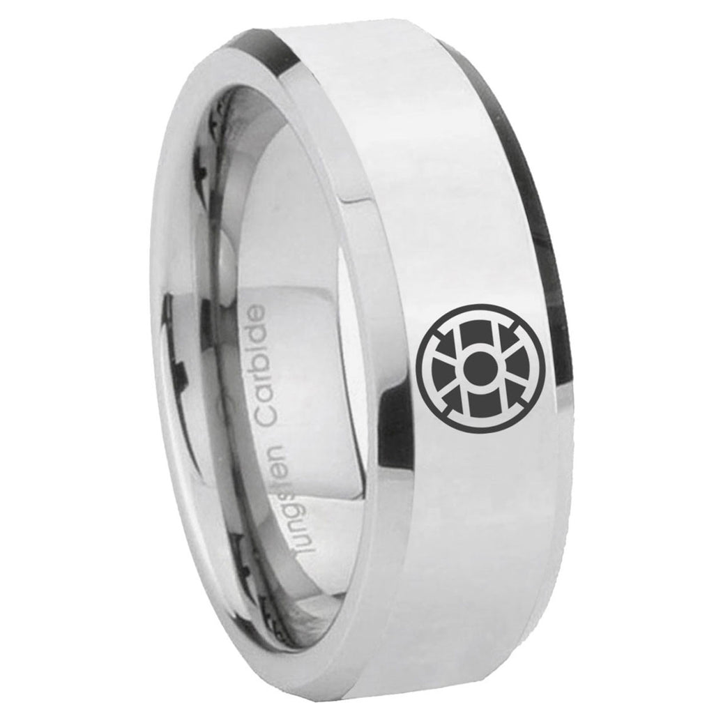 8MM Gold Lantern Bevel Polish Silver Tungsten Wedding Band