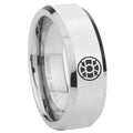 8MM Gold Lantern Bevel Polish Silver Tungsten Wedding Band