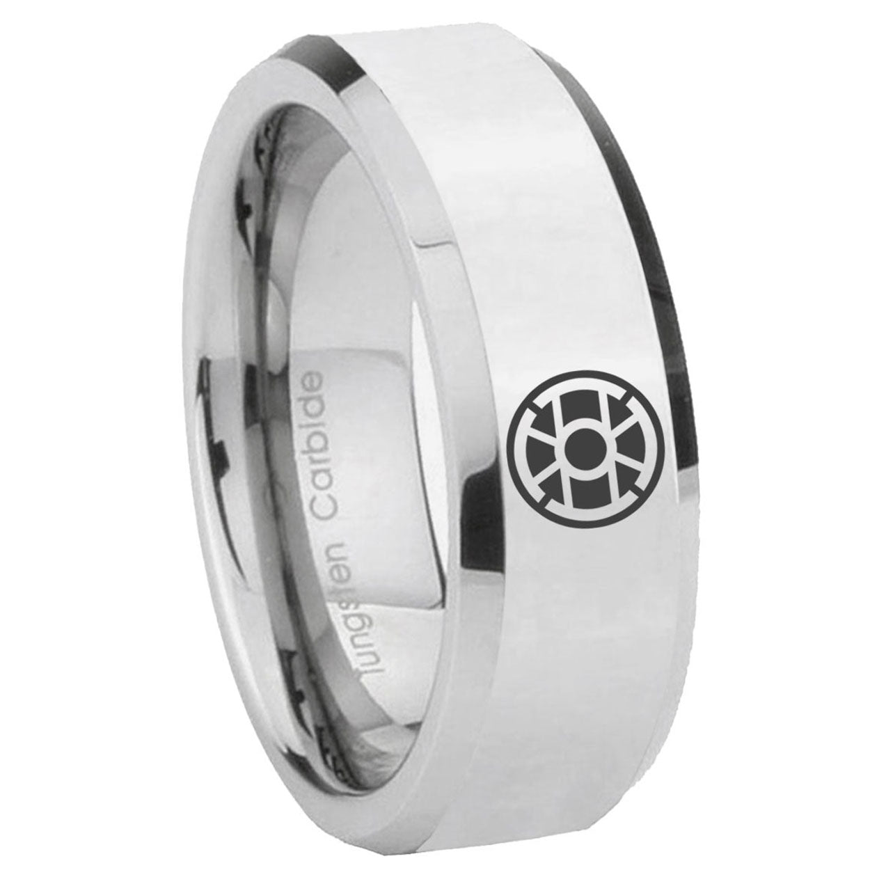 8MM Gold Lantern Bevel Polish Silver Tungsten Wedding Band