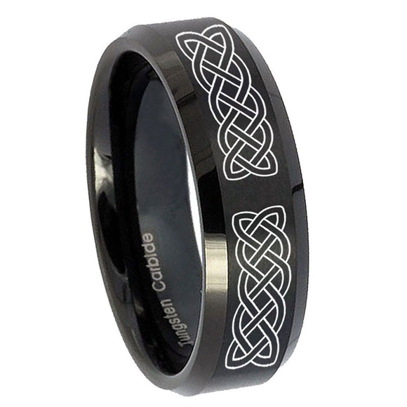 10mm-Celtic-Knot-Beveled-Edges-Brush-Black-Tungsten-Mens-Engagement-Ring