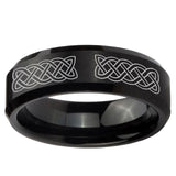 10mm Celtic Knot Beveled Edge Brush Black Tungsten Mens Engagement Ring